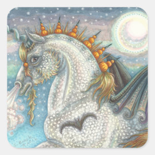 DAPPÉ GOTH UNICORN, HALLOWEEN HORSE STICKERS Squ