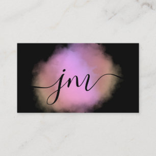 D'appel Aquarelle rose rose clair monogramme Carte de visi