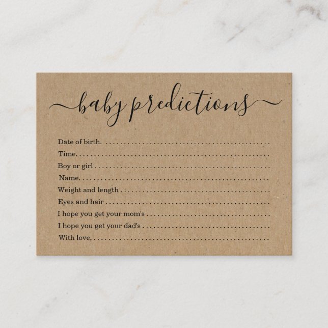 D'appel Baby shower de carte de prévision de bébé - Papier (Devant)