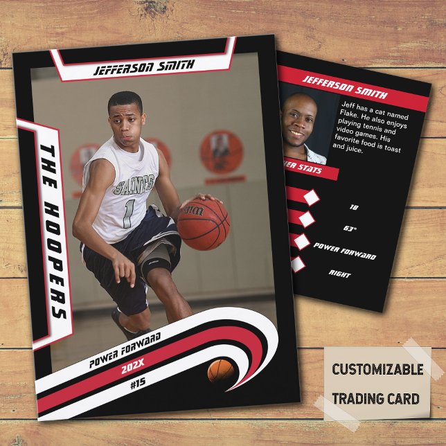 D'appel Basketball carte de commerce en rouge vif noir (Unleash the Future of Basketball Collectibles with the Basketball Trading Card in Lively Red Black)