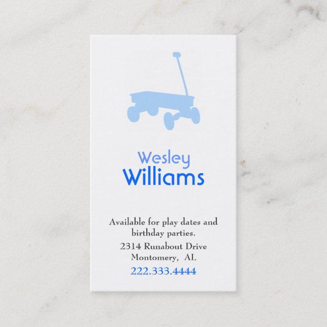 D'appel Blue Wagon Children Jouer Carte Date (Devant)