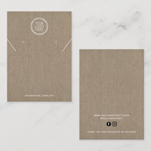 D'appel Burlap Logo Collier Boucles d'oreilles Carte d'aff (Devant / Derrière)