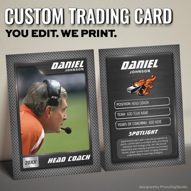 D'appel Carte à collectionner personnalisée pour entraîneu (Best Coach Ever, Personalized Coach Trading Card, Custom Coach Player Card)