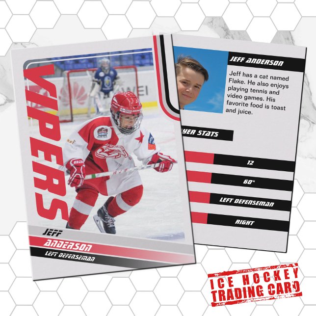 D'appel Carte à échanger de hockey sur glace Red Ice (Unleash your creativity with our red and black customizable ice hockey trading card )