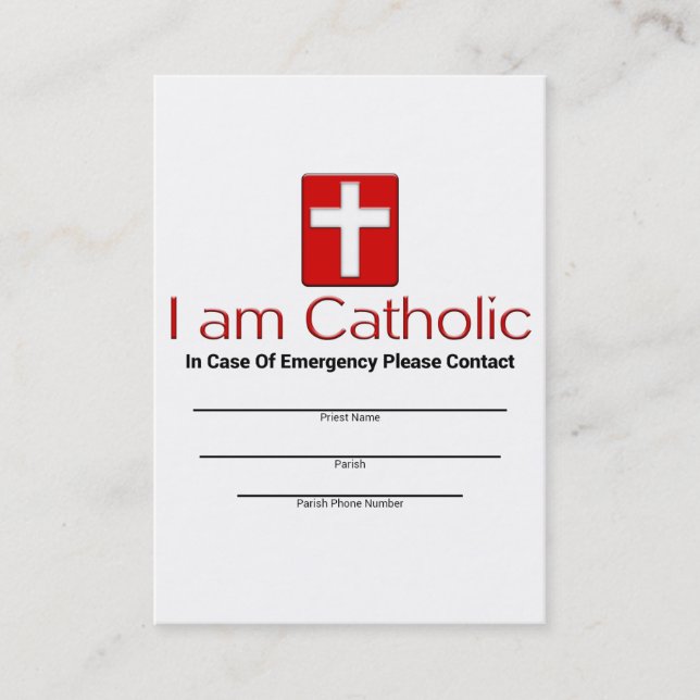 D'appel Carte catholique de contact de secours (Devant)