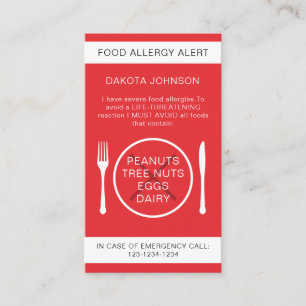 D'appel Carte Chef Alerte aux allergies alimentaires