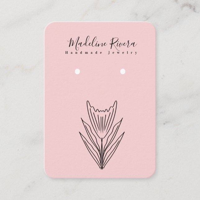 D'appel Carte d'affichage à oreille à la main rose florale (Devant)