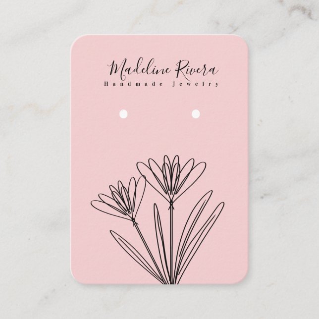 D'appel Carte d'affichage à oreille Fleur Rose Floral (Devant)
