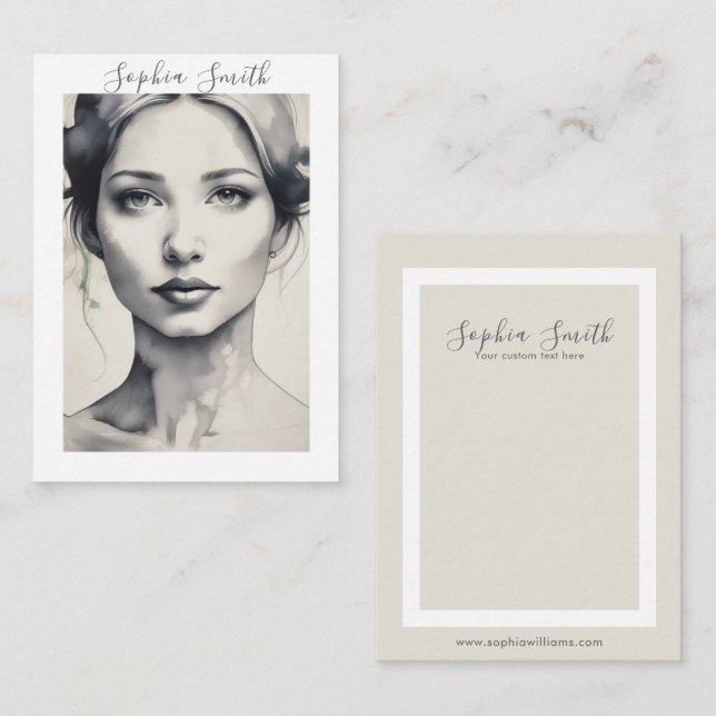 D'appel Carte d'affichage de Portrait d'illustration fémin (Devant / Derrière)