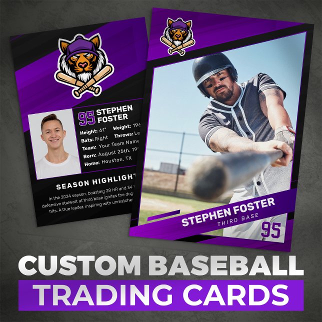 D'appel Carte de baseball à échanger violette et noire (Créateur téléchargé)