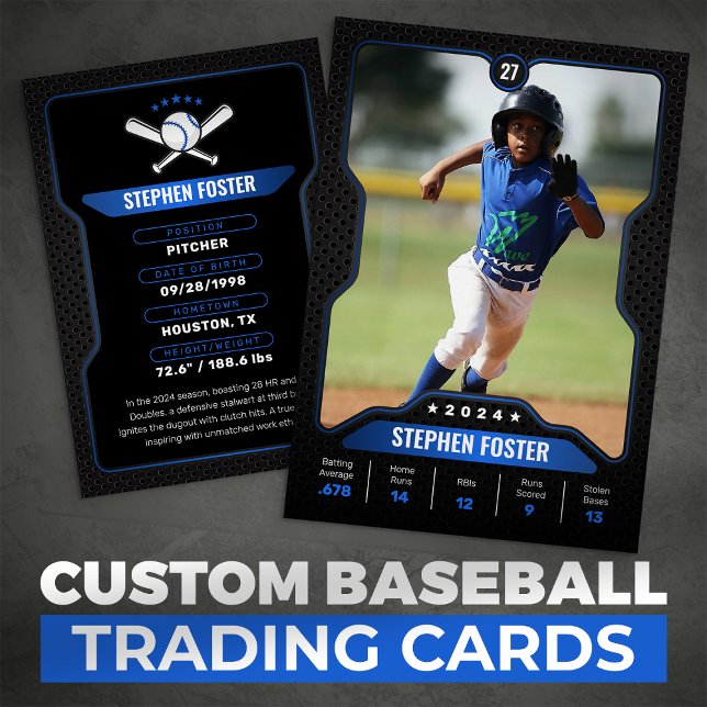 D'appel Carte de baseball Black & Blue avec Statistiques (Créateur téléchargé)