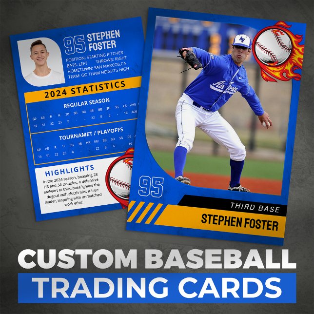 D'appel Carte de Baseball Bleue avec Photo et Statistiques (Créateur téléchargé)