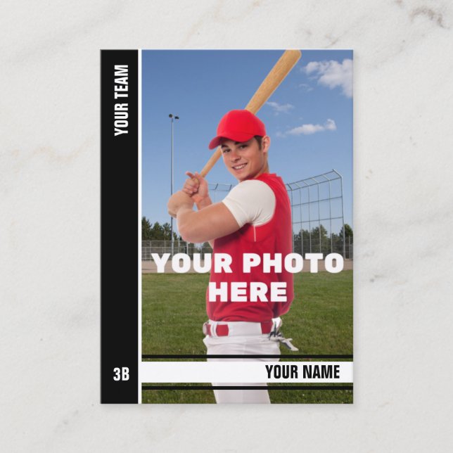 D'appel Carte de baseball en bande noire - Statistiques pe (Devant)