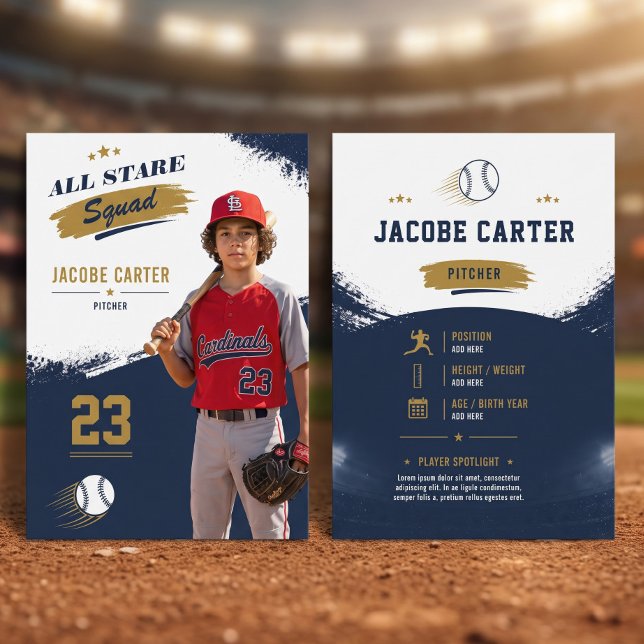 D'appel Carte de baseball moderne Navy modifiable (Créateur téléchargé)