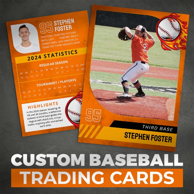 D'appel Carte de Baseball Orange avec Photo et Statistique (Créateur téléchargé)
