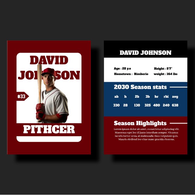D'appel Carte de baseball personnalisée bleue pour anniver (Créateur téléchargé)
