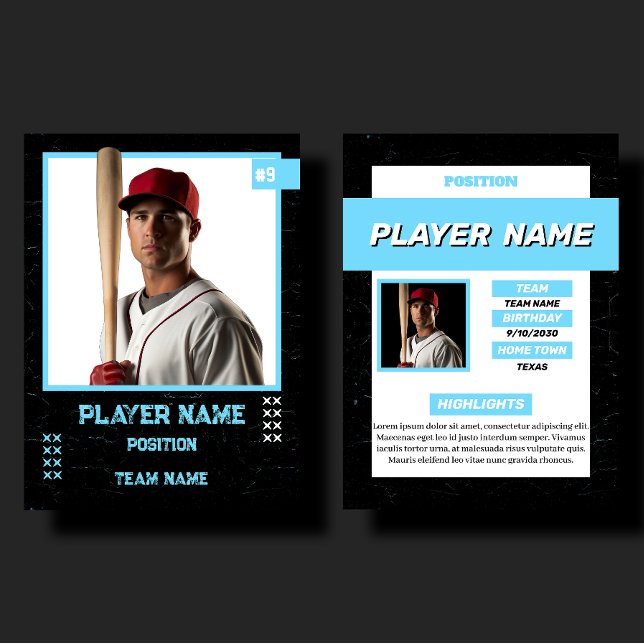 D'appel Carte de baseball personnalisée bleue Profil de jo (Créateur téléchargé)