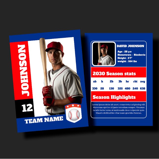 D'appel Carte de baseball personnalisée bleue Profil de jo (Créateur téléchargé)