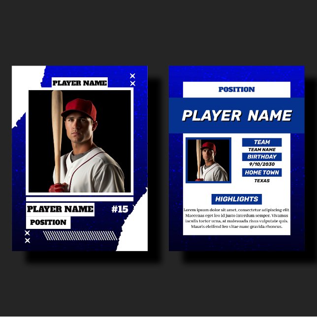 D'appel Carte de baseball personnalisée bleue Profil de jo (Créateur téléchargé)