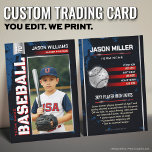 D'appel Carte de baseball personnalisée, carte de joueur r<br><div class="desc">Transformez votre joueur de ballon en étoile grâce à notre Carte de Trading Modern Red Baseball aux couleurs noir, rouge et argent ! Ajoutez leur photo, leur stats et leurs réalisations pour un gardien personnalisé qui est parfait pour les cadeaux d'équipe, les prix de l'entraîneur ou un souvenir amusant à...</div>