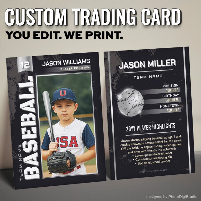 D'appel Carte de baseball personnalisée, carte de lecteur  (Custom Baseball Trading Card, Silver Power Player Card)
