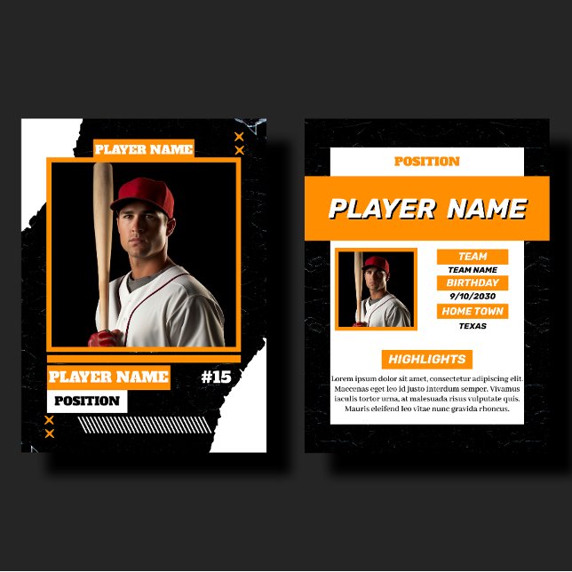 D'appel Carte de baseball personnalisée Orange Profil de j (Créateur téléchargé)