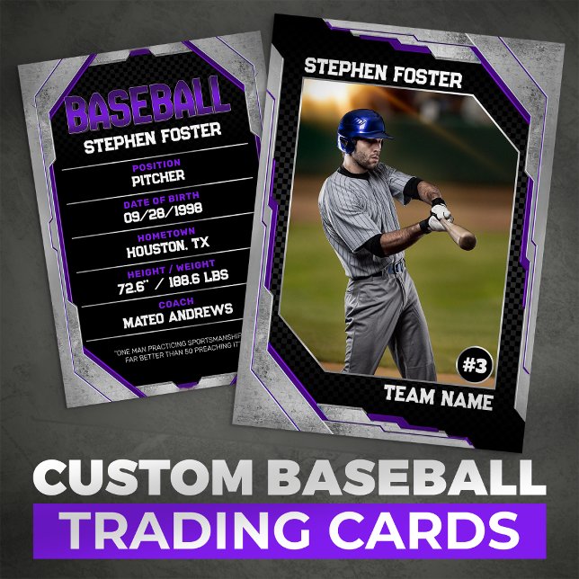 D'appel Carte de baseball personnalisée Violet BaseballPla (Créateur téléchargé)