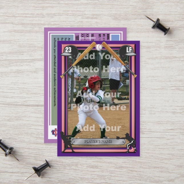 D'appel Carte de baseball Royal Purple - Statistiques pers (Devant/Arrière en situation)