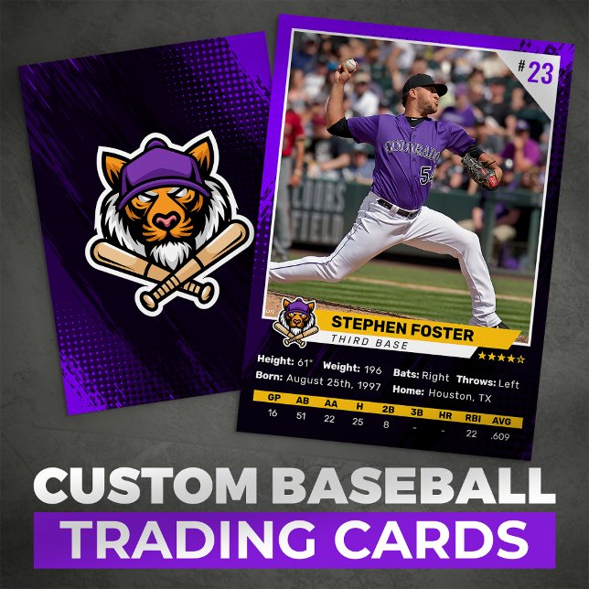 D'appel Carte de baseball violette avec logo de baseball (Créateur téléchargé)