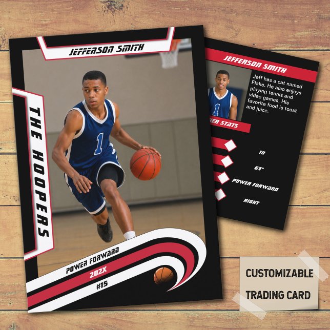 D'appel Carte de collection de basket-ball en rouge noir v (Unleash the Future of Basketball Collectibles with the Basketball Trading Card in Lively Red Black)
