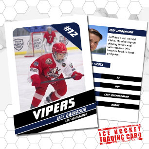 D'appel Carte de collection de hockey sur glace en bleu et