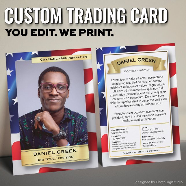 D'appel Carte de collection de service public personnalisé (Custom Public Service Trading Card, American Flag Card)