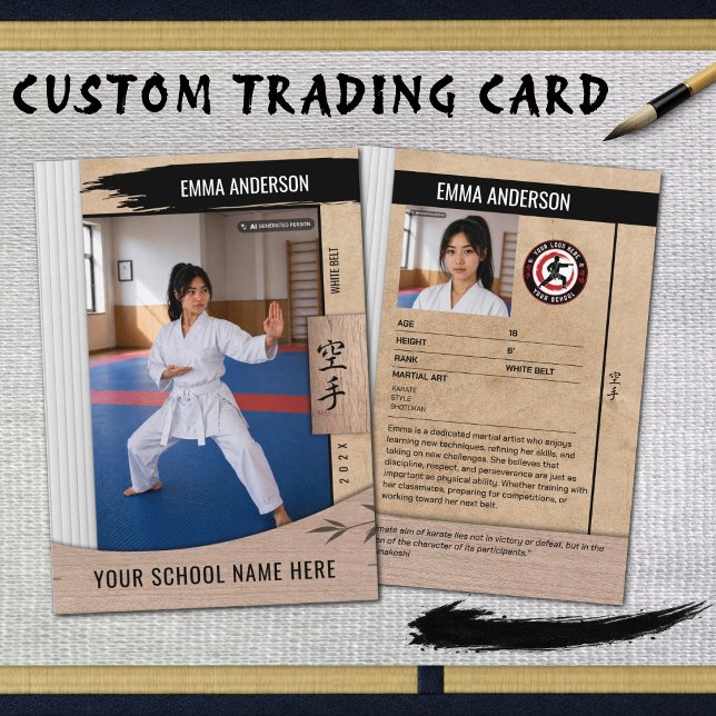 D'appel Carte de collection en bois Ceinture Blanche de Ka (Celebrate the beginning of a lifelong martial arts journey with a custom White Belt card.)