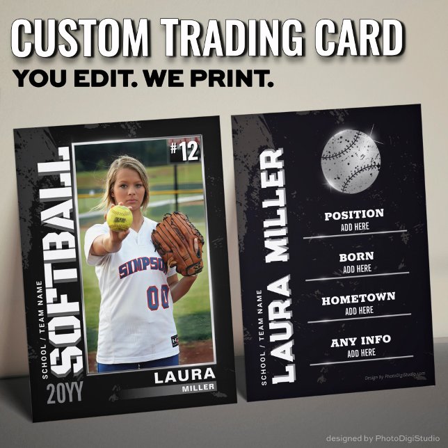 D'appel Carte de collection personnalisée de softball, Car (Custom Softball Trading Card, Silver Player Card)
