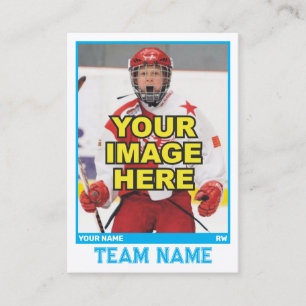 D'appel Carte de commerce collectif de hockey   Bleu glace