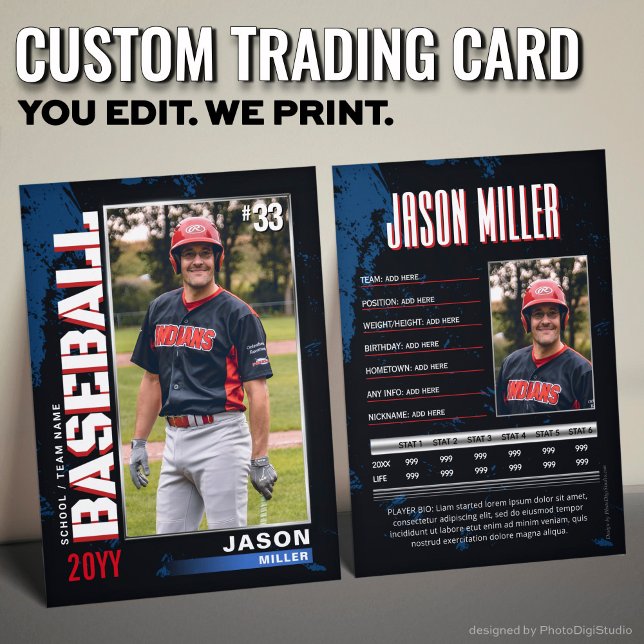 D'appel Carte de commerce de baseball personnalisée PRO St (Custom Baseball Trading Card PRO Player Stats Card)