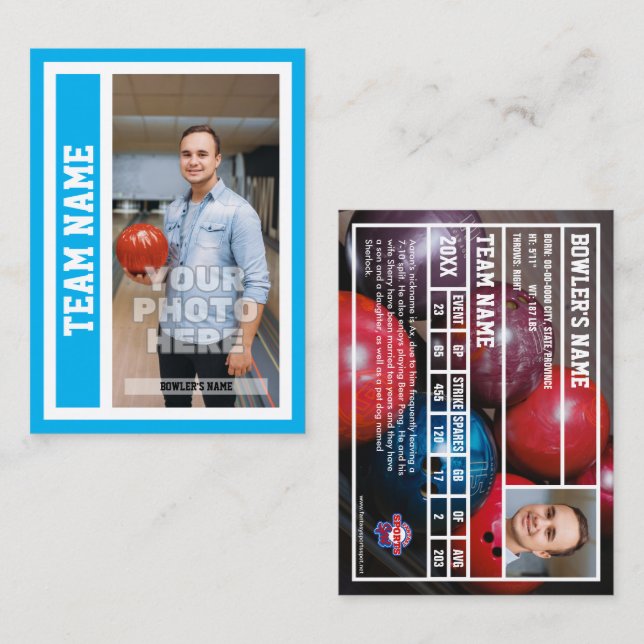 D'appel Carte de commerce de Bowling personnalisée (Sky Bl (Devant / Derrière)