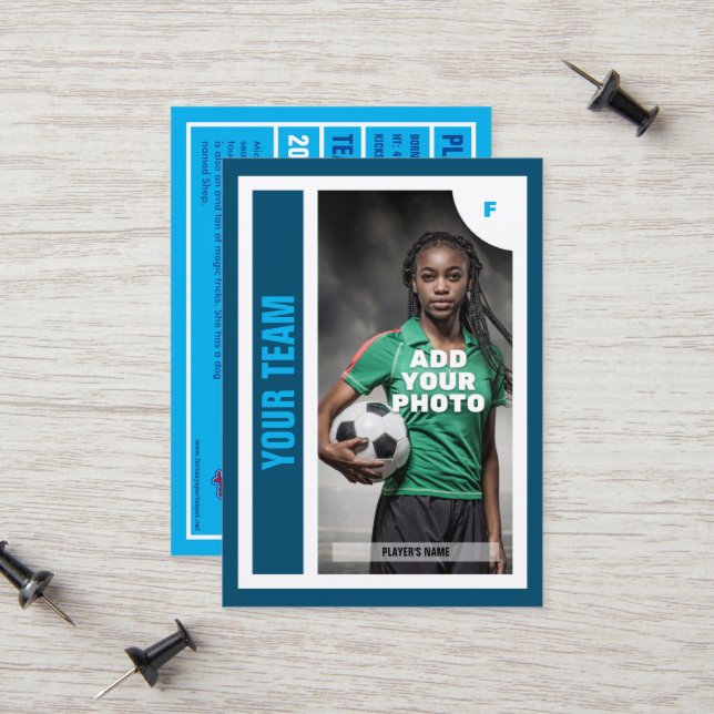 D'appel Carte de commerce de football (bleu océan) (Devant/Arrière en situation)