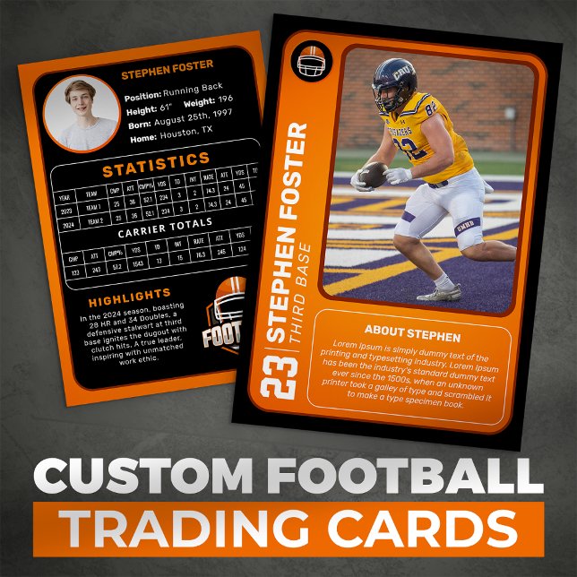 D'appel Carte de commerce de football Orange personnalisée (Créateur téléchargé)