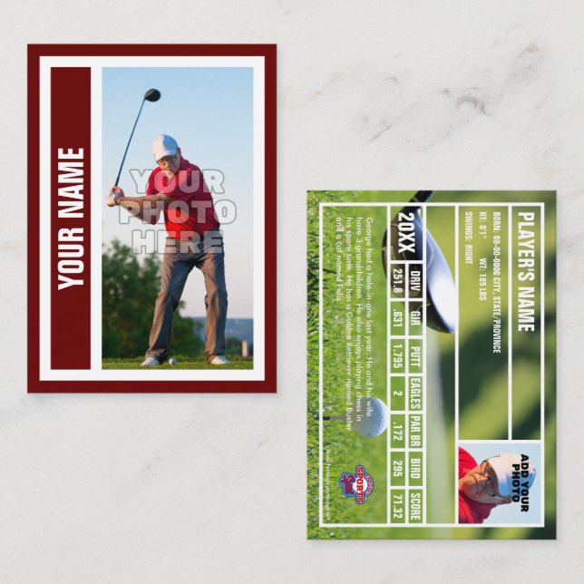 D'appel Carte de commerce de golf personnalisée - Rouge fo (Devant / Derrière)