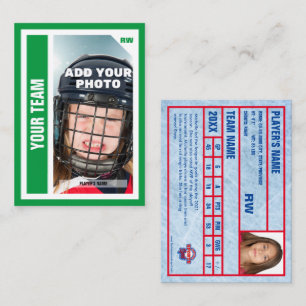 D'appel Carte de commerce de hockey personnalisée (verte) 