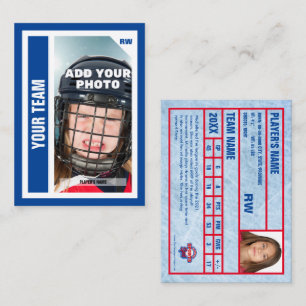 D'appel Carte de commerce de hockey sur mesure - Bleu - Aj