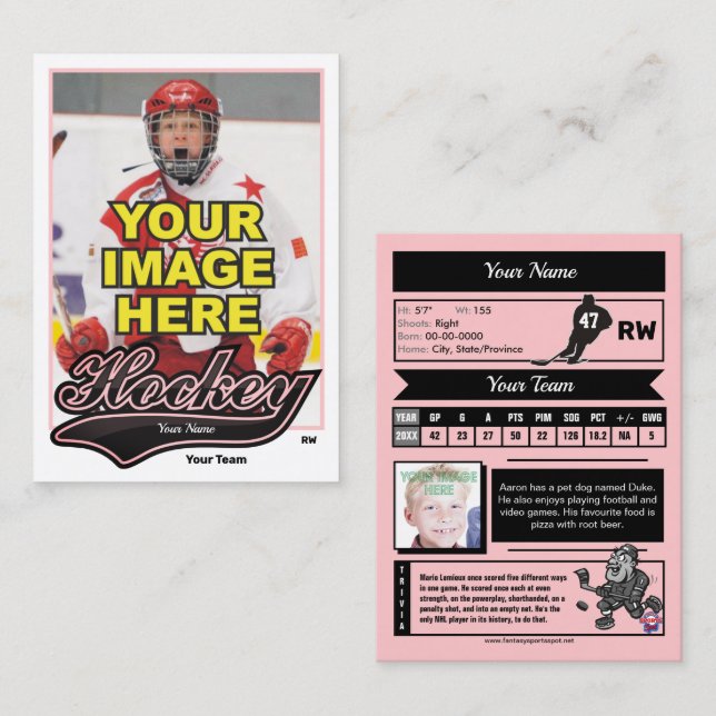 D'appel Carte de commerce de hockey Swash - Statistiques p (Devant / Derrière)