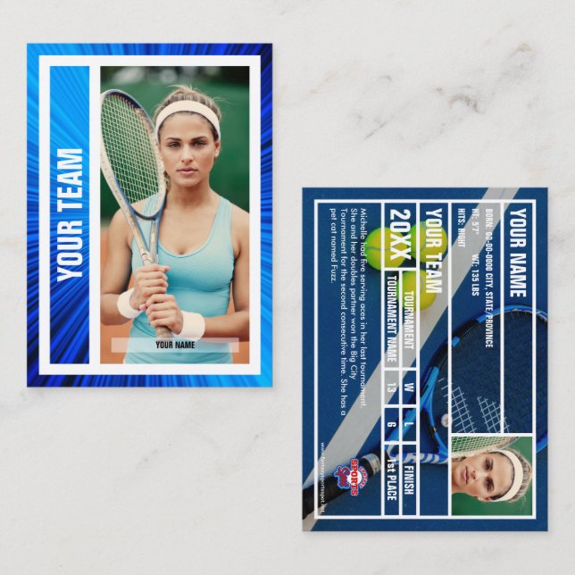 D'appel Carte de commerce de l'équipe de tennis - Blue Ray (Devant / Derrière)