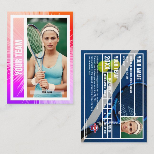 D'appel Carte de commerce de l'équipe de tennis - Rayons r (Devant / Derrière)