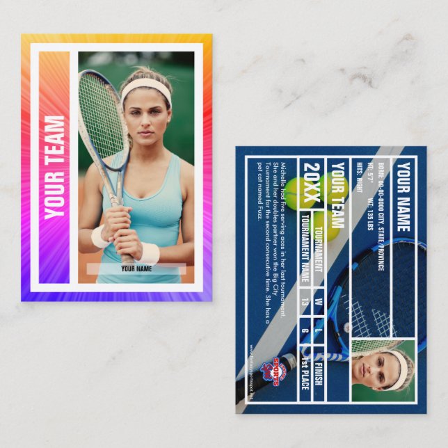D'appel Carte de commerce de l'équipe de tennis - Rayons r (Devant / Derrière)