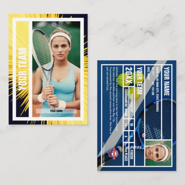 D'appel Carte de commerce de l'équipe de tennis - Yellow B (Devant / Derrière)