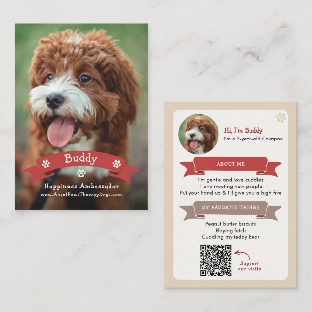 D'appel Carte de commerce de photo pour animal de compagni (Devant / Derrière)