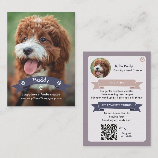 D'appel Carte de commerce de photo pour animaux de compagn (Devant / Derrière)
