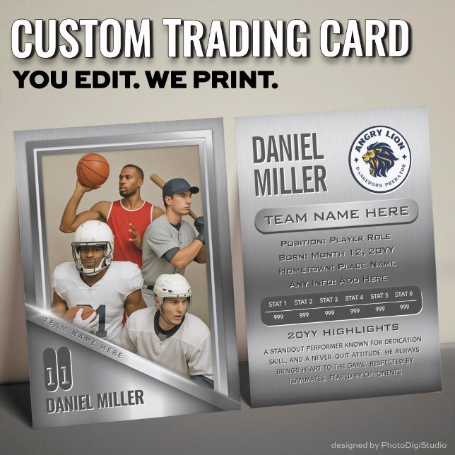 D'appel Carte de commerce en acier inoxydable, carte de sp (Custom All Sports Trading Card, Stainless Steel Chrome Trading Card )